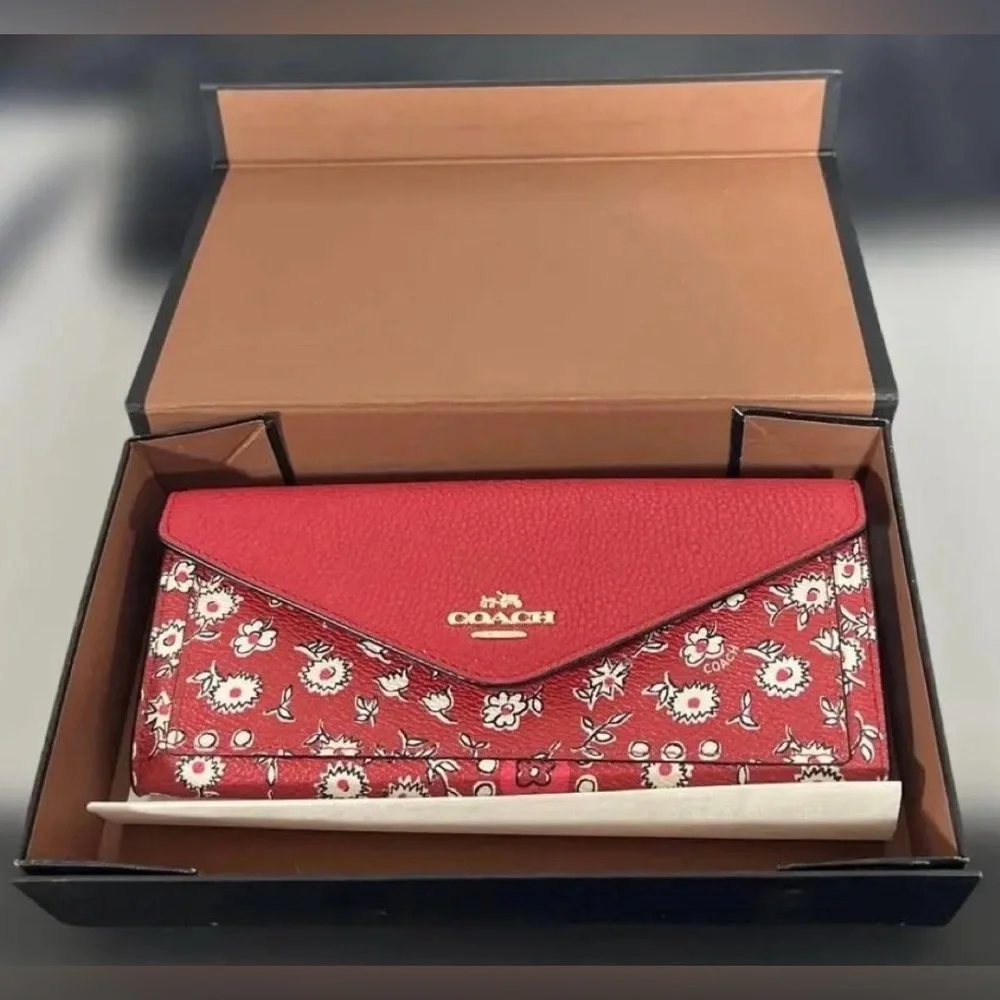 COACH Wild Hearts Print Coated Canvas Wallet w/Box - Picture 2 of 12